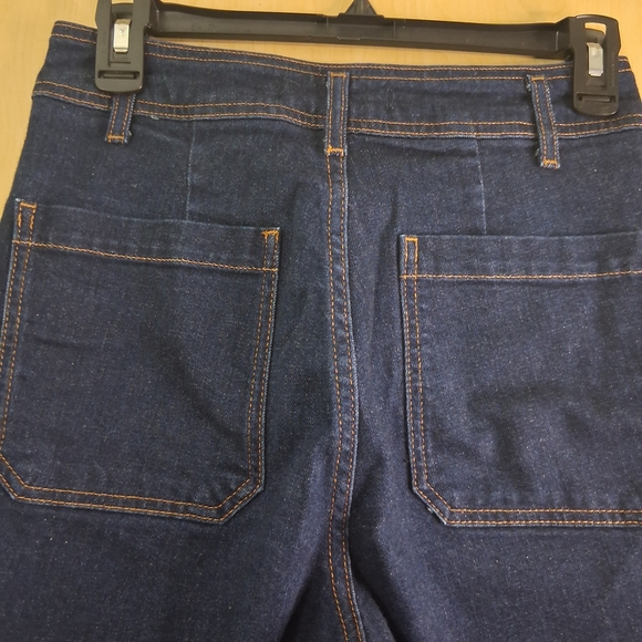Zara Dark Blue Wide Leg Distressed Jeans Size 6 - Picture 3 of 8